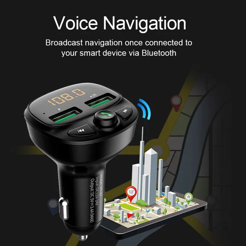 Car FM Transmitter Bluetooth 5.0 Dual USB Charger