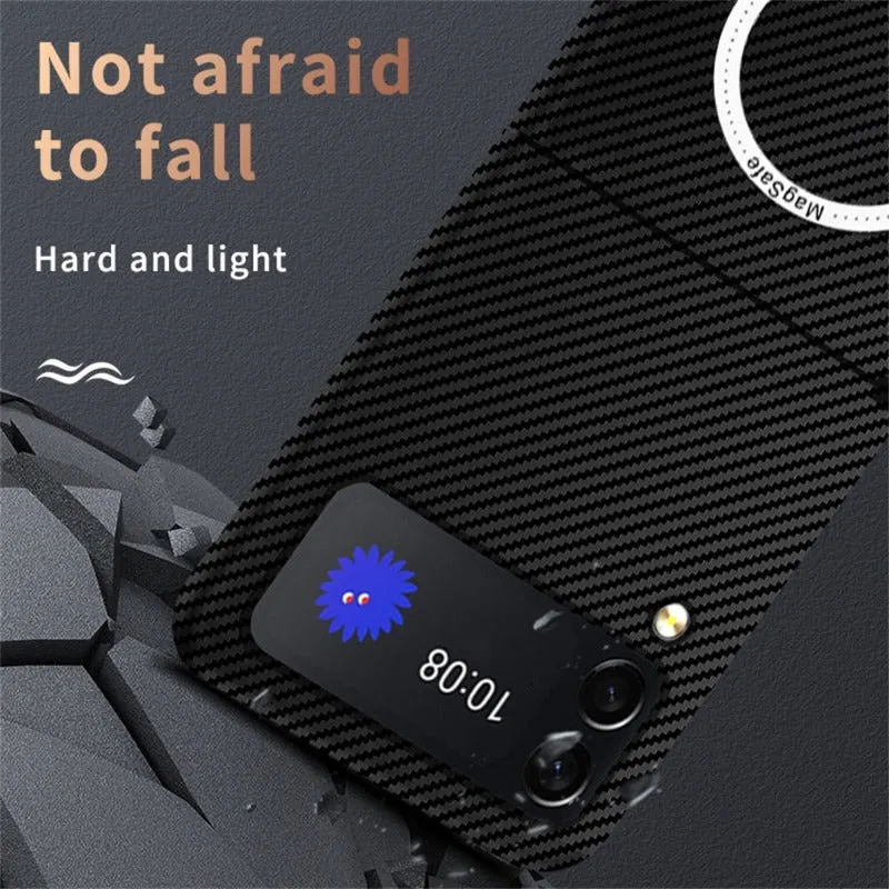 Carbon Fiber Magnetic Magsafe Phone Cases For Samsung Galaxy Z Flip 4 3