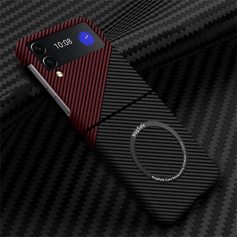 Carbon Fiber Magnetic Magsafe Phone Cases For Samsung Galaxy Z Flip 4 3