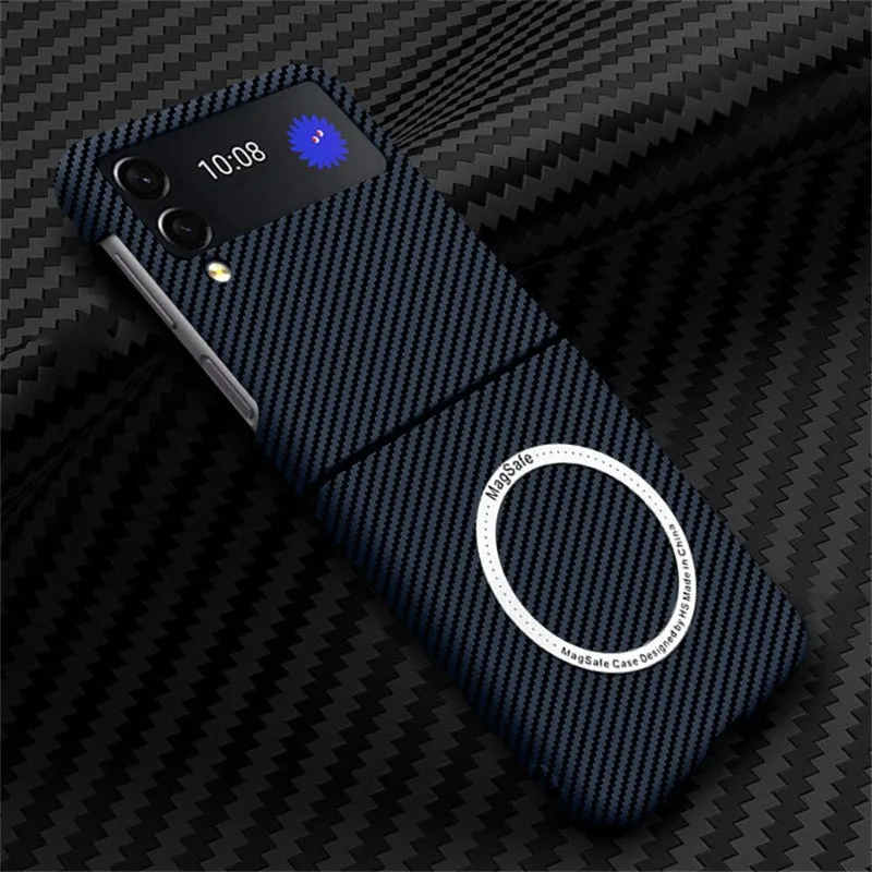 Carbon Fiber Magnetic Magsafe Phone Cases For Samsung Galaxy Z Flip 4 3