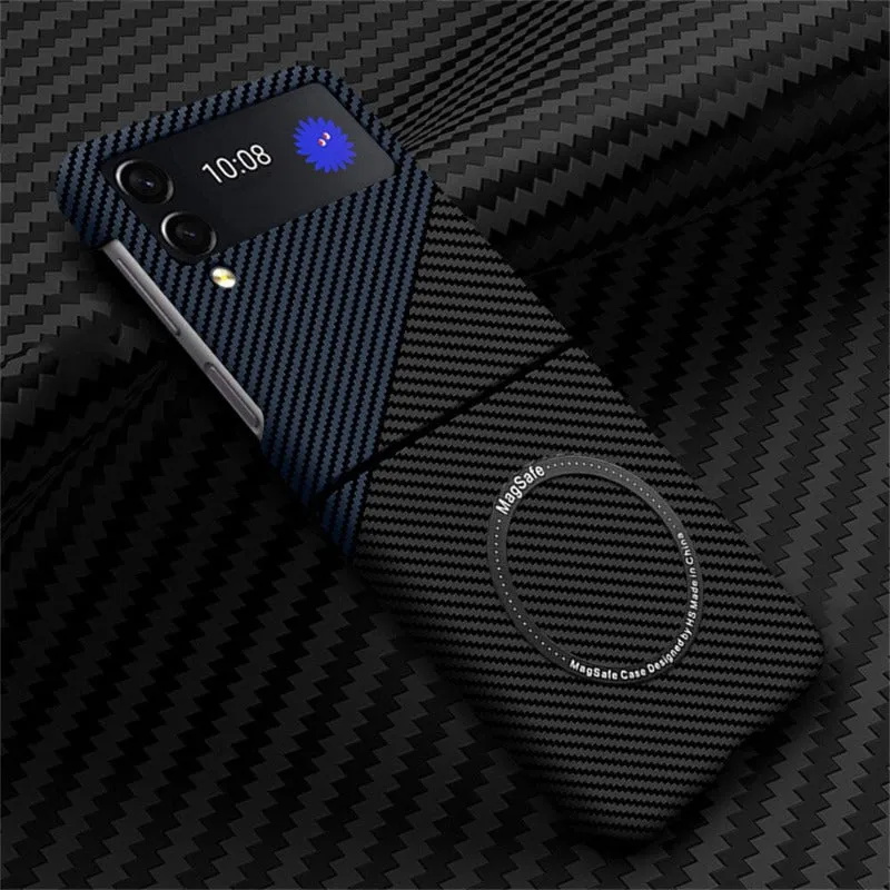 Carbon Fiber Magnetic Magsafe Phone Cases For Samsung Galaxy Z Flip 4 3