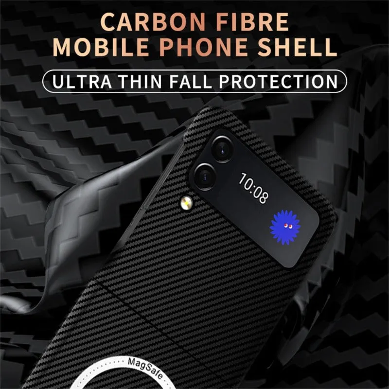 Carbon Fiber Magnetic Magsafe Phone Cases For Samsung Galaxy Z Flip 4 3