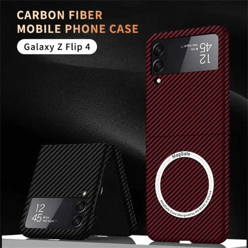 Carbon Fiber Magnetic Magsafe Phone Cases For Samsung Galaxy Z Flip 4 3