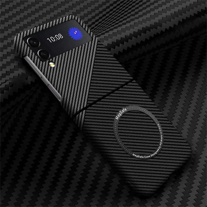 Carbon Fiber Magnetic Magsafe Phone Cases For Samsung Galaxy Z Flip 4 3