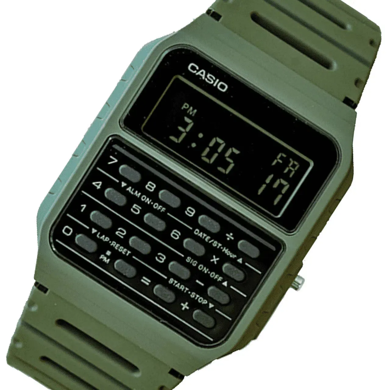 Casio CA-53WF-3B Army Green Calculator Resin Watch for Men and Women