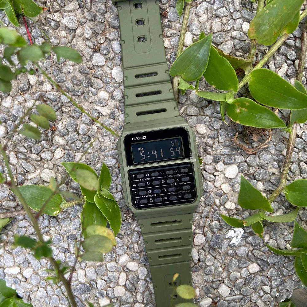 Casio CA-53WF-3B Army Green Calculator Resin Watch for Men and Women