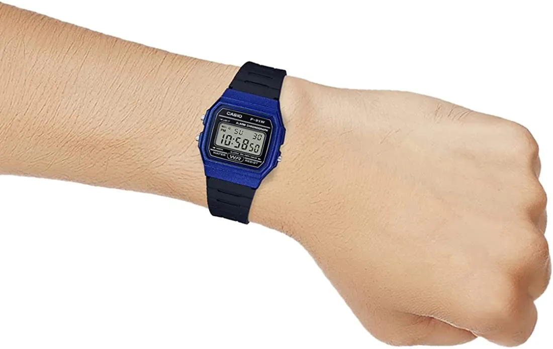 Casio Watch Classic Sports Digital Black/Blue F-91WM-2ADF