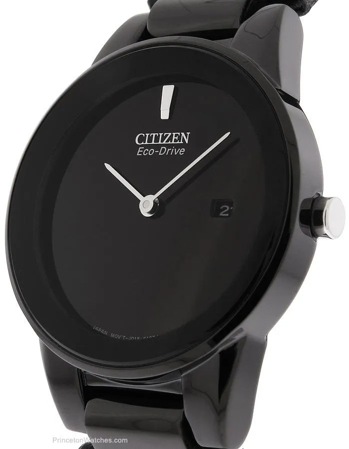 Citizen Eco-Drive Axiom Ladies Strap Watch - Black Dial and Case - Date Display