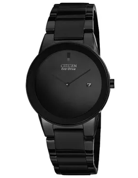 Citizen Eco-Drive Axiom Mens Watch - Black Dial&#44; Case and Bracelet - Date