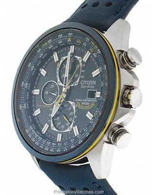 Citizen Eco-Drive Blue Angels World Chrono AT Mens Strap Watch - Blue Dial