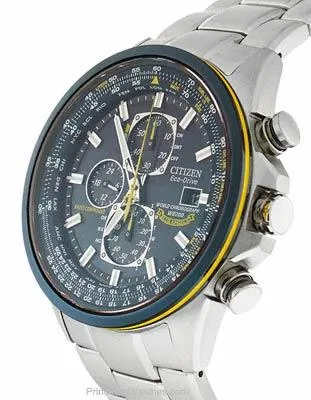 Citizen Eco-Drive Mens Blue Angels Skyhawk Chrono AT - Steel Bracelet - 200m