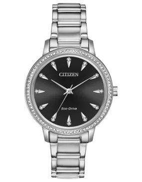 Citizen Eco-Drive Silhouette Womens Watch - Stainless Steel - Swarovski Crystals