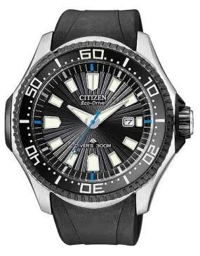 Citizen Mens Eco-Drive Promaster Diver - Black Dial - Black Rubber Strap