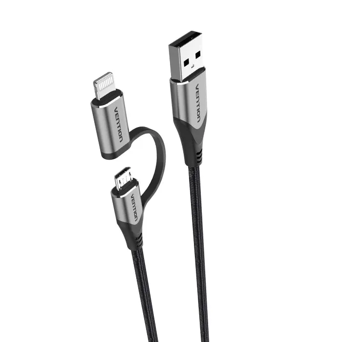 [CLEARANCE] VENTION USB 2.0 to 2 in 1 Micro USB and Lightning Cable 480 Mbps Fast Charging Cable (0.5M, 1M) | CQH