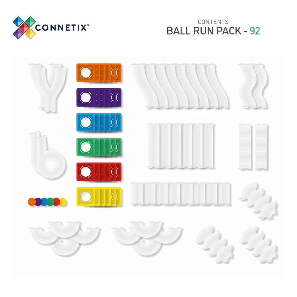 Connetix Magnetic Tiles Rainbow Ball Run Pack 92 Pieces