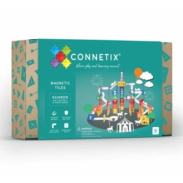 Connetix Magnetic Tiles Rainbow Ball Run Pack 92 Pieces