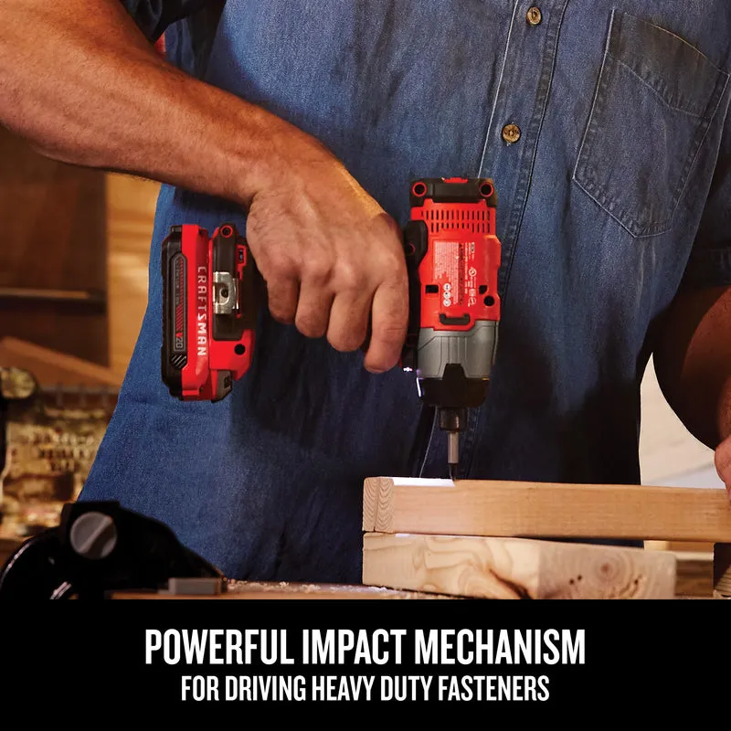 Craftsman V20 1/4 in. Cordless Brushed Impact Driver Kit (Battery & Charger)