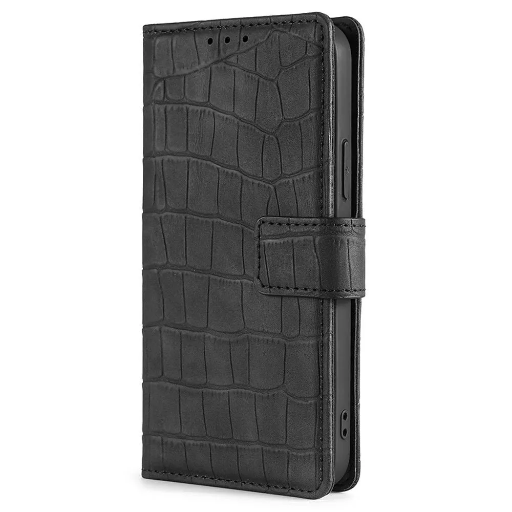 Crocodile textured leather case for OnePlus 9RT 5G - Black