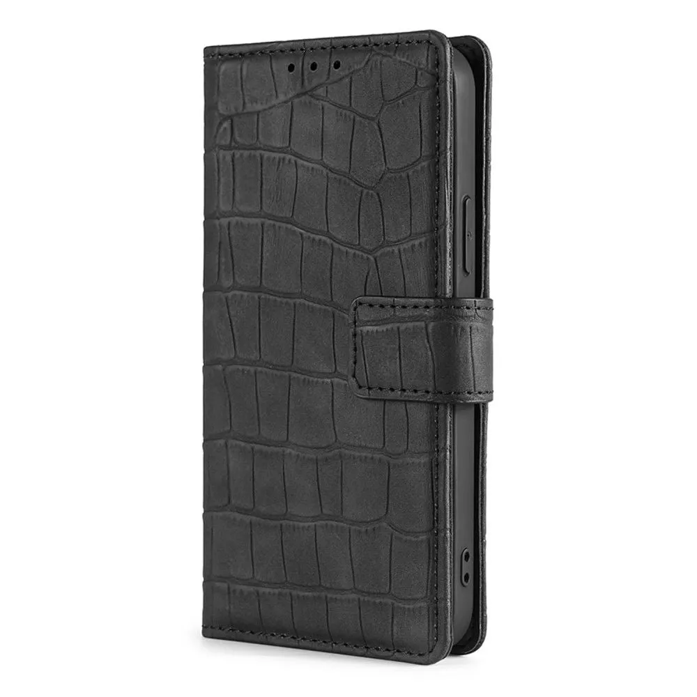 Crocodile textured leather case for Samsung Galaxy A13 4G - Black