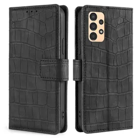 Crocodile textured leather case for Samsung Galaxy A13 4G - Black