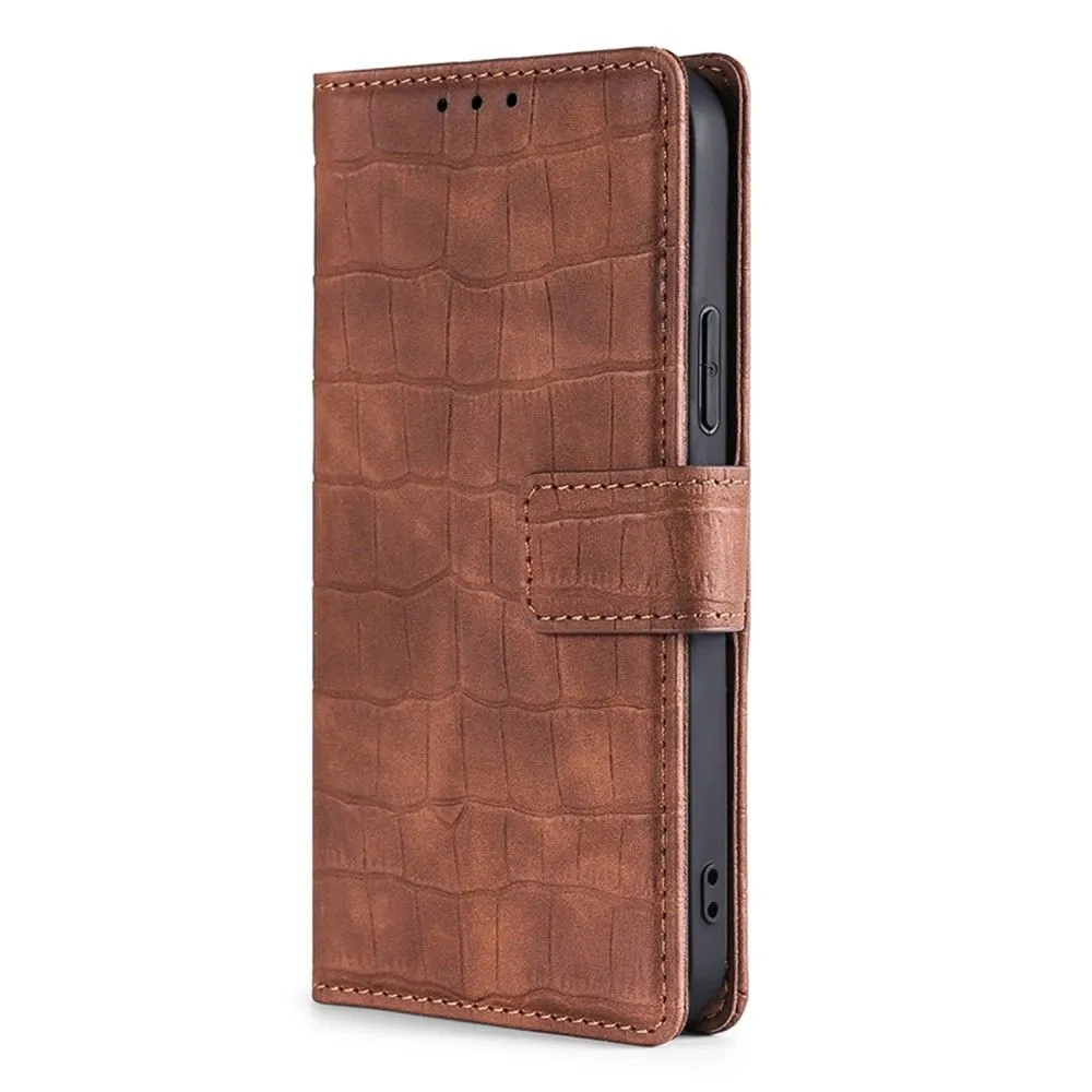 Crocodile textured leather case for Samsung Galaxy A13 4G - Brown