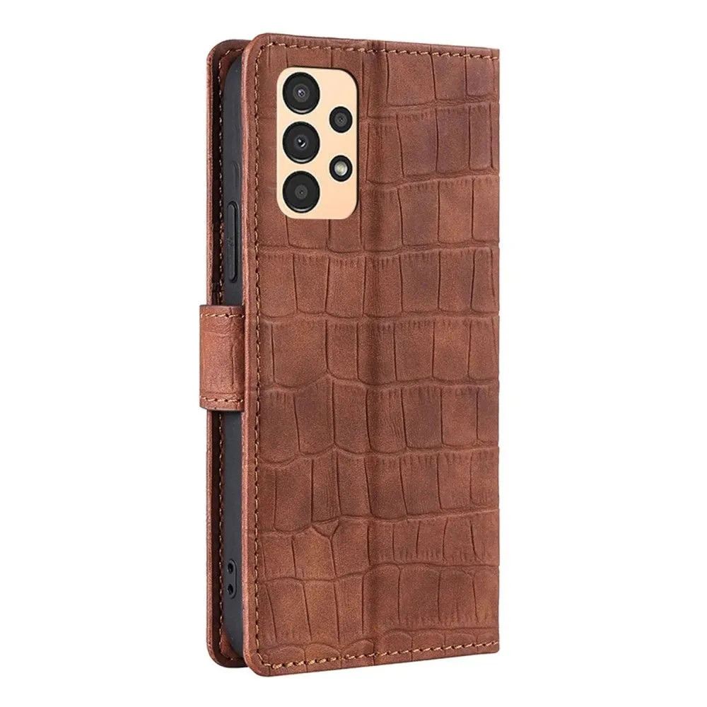 Crocodile textured leather case for Samsung Galaxy A13 4G - Brown