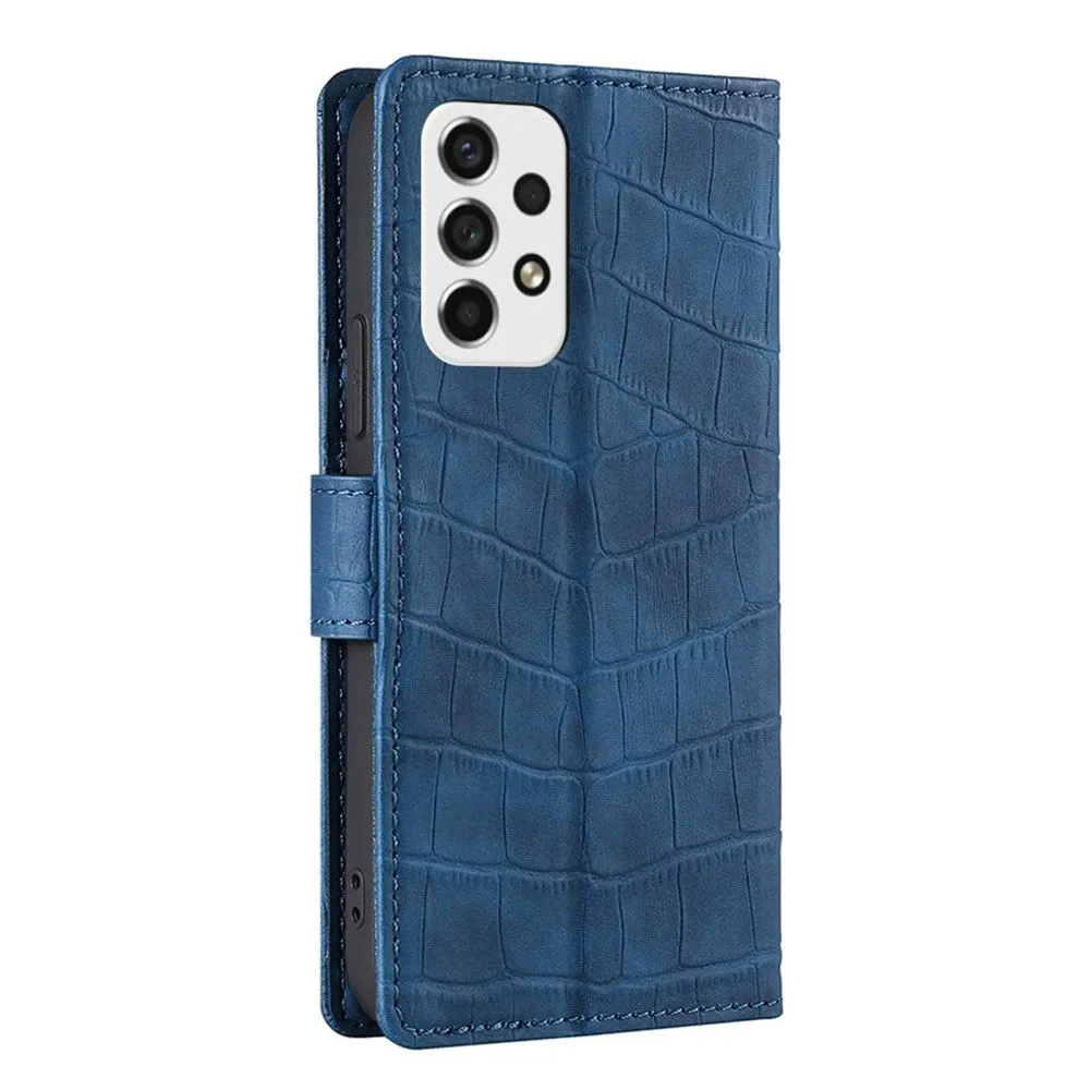 Crocodile textured leather case for Samsung Galaxy A53 5G - Blue