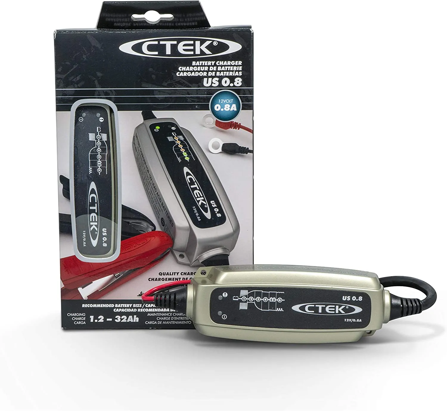 CTEK Battery Charger - US 0.8 12V 0.8 Amp Fully Automatic 6 Step - 56-865