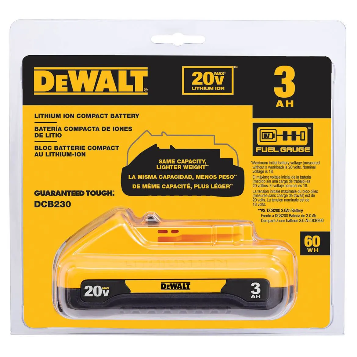 DeWALT DCB230 20V MAX 3.0Ah Durable Compact Lithium-Ion Battery Pack