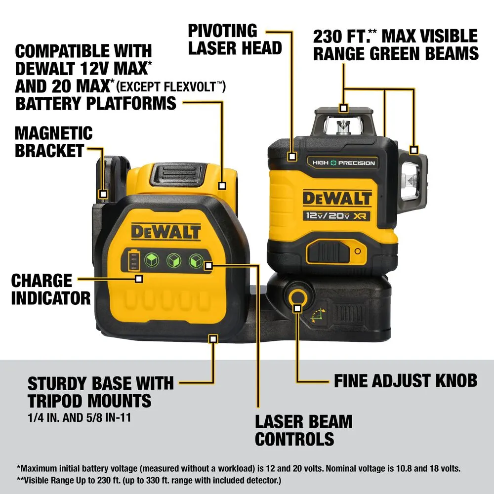 DeWALT DCLE34033D1 20V MAX XR 3 x 360 High Precision Green Beam Laser Kit?