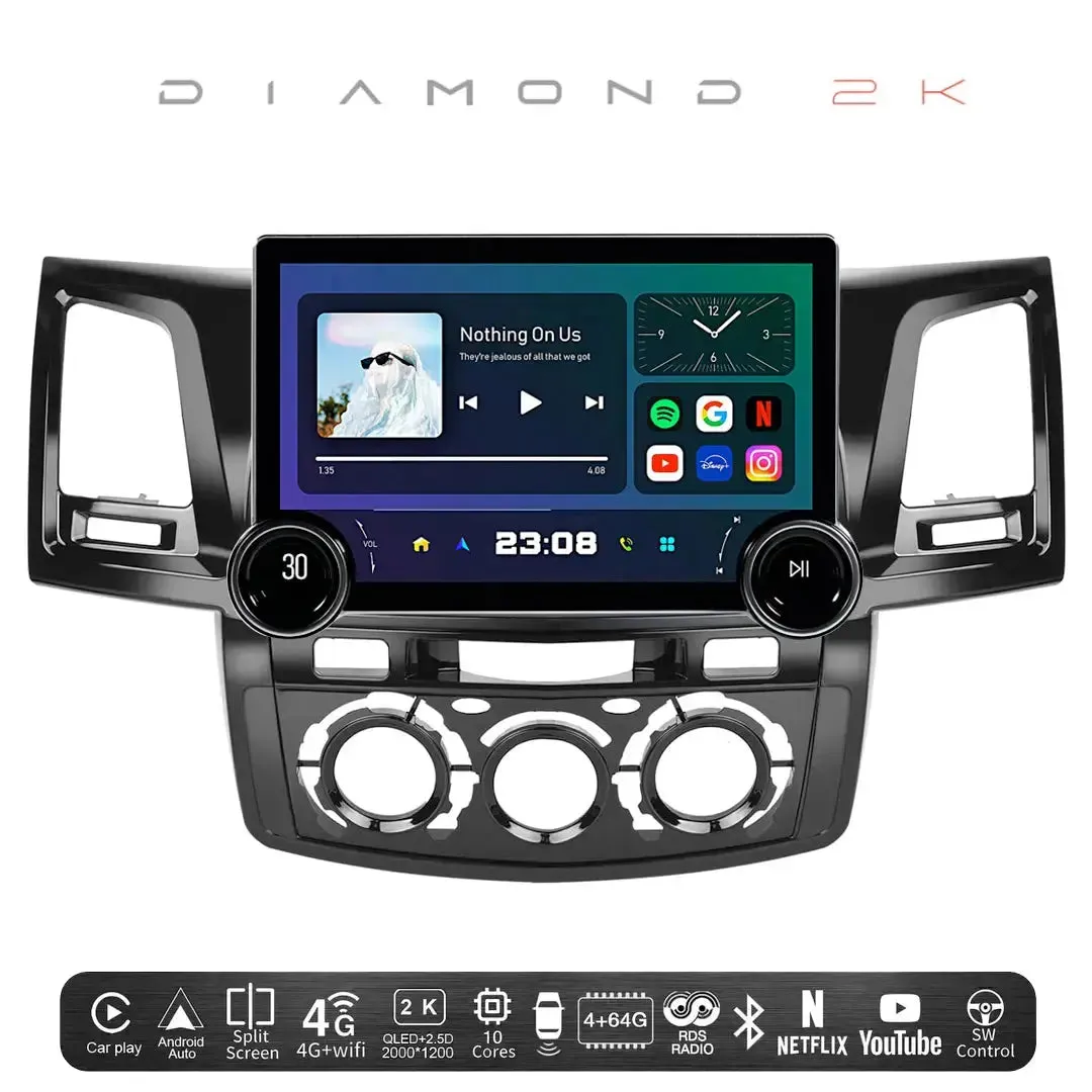 Diamond 2K - 11.5 Inch Dual Knob Android Multimedia Entertainment Unit - Toyota Hilux (05-14) M/C