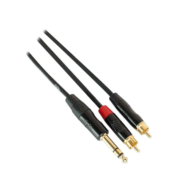 Digiflex HIN-1S-2R-10 Pro Splitter Cable TRS to 2x RCA Plug - 10 Foot