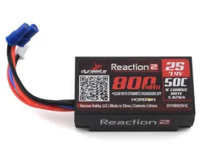 Dynamite Reaction DYNB825H2 2S 50C Hard Case LiPo Battery w/EC2 Connector (7.4V/800mAh)