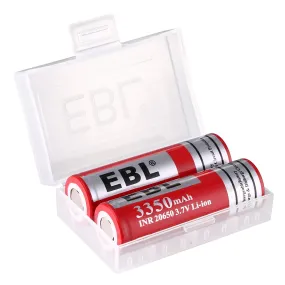 EBL LN-8192 3.7V 20650 3350mAh Rechargeable Li-Ion Lithium Ion Battery with Included Storage Case for Portable and Emergency Electronics (Pack of 2)