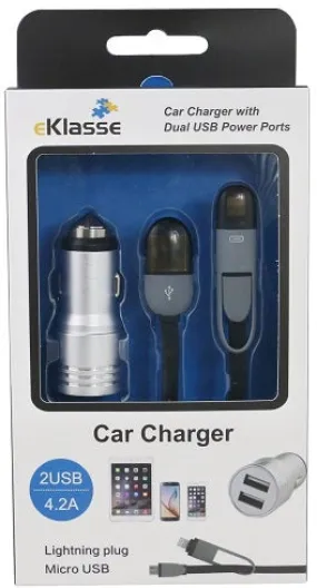 Eklasse Car Charger Silver EKCA2U2A03XM