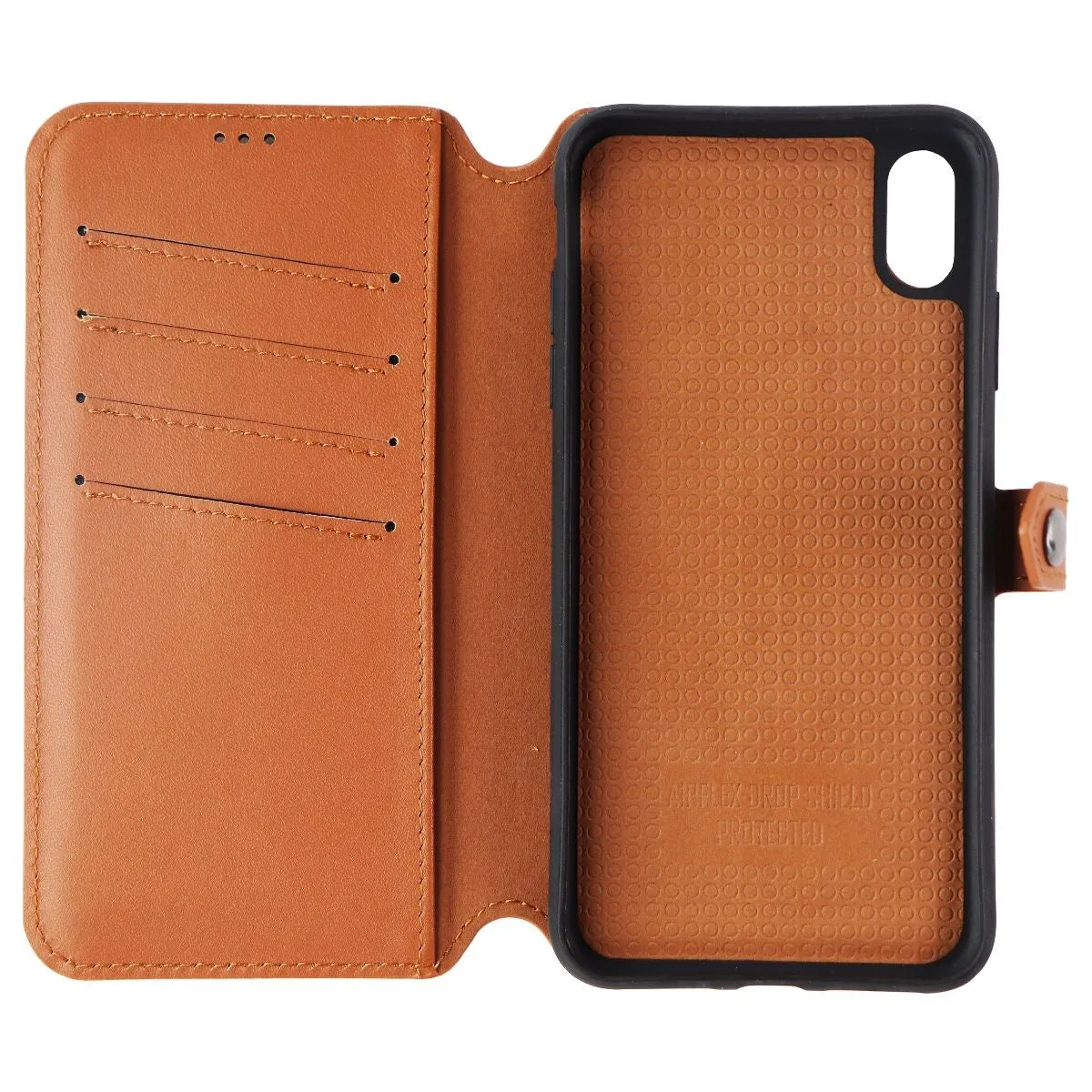 Ercko 2-in1 Magnet Wallet and Case for Apple iPhone Xs Max - Brown/Black