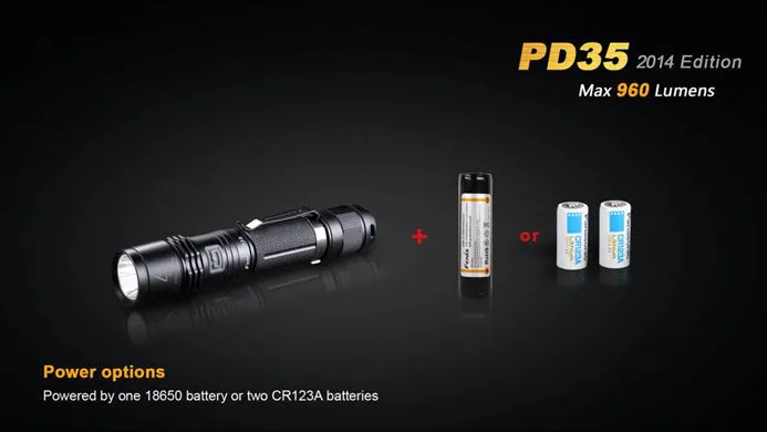 Fenix PD35 1 x 18650 / 2 x CR123A  CREE XM-L2 U2 960 Lumen LED Flashlight