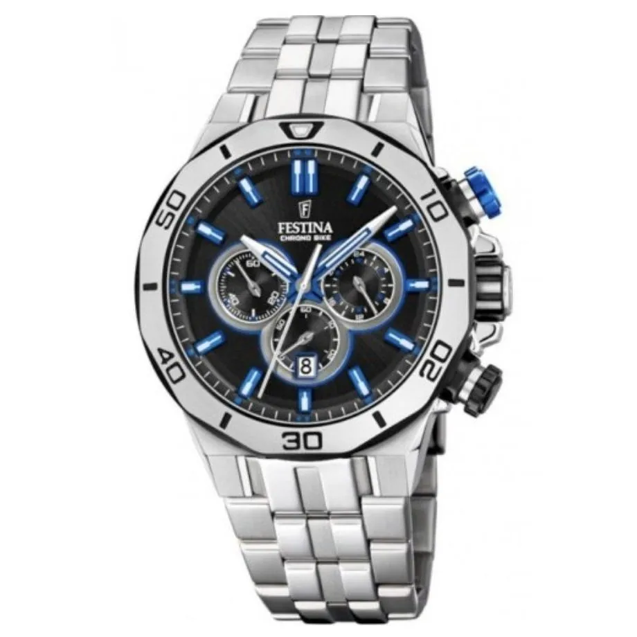 Festina Watch Black Blue Chrono Bike Stainless Steel F20448-5