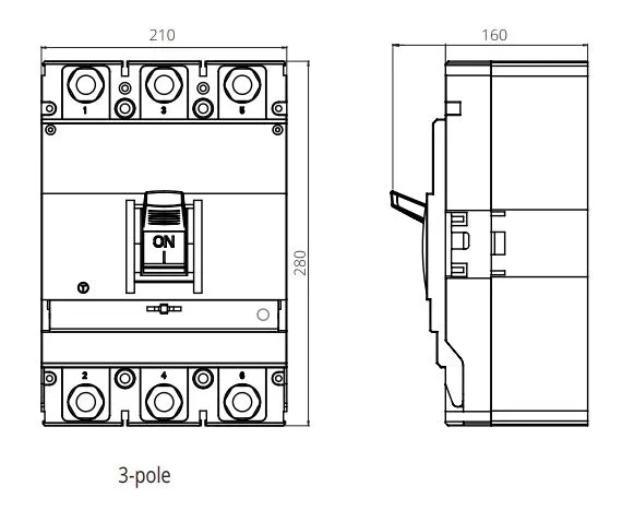 FGM6SM-3P-800H 800A,  3 Pole Moulded Case Circuit Breaker (MCCB) Thermal and Magnetic, Adjustable Type ICS=75kA 800 Amp, 400/690VAC