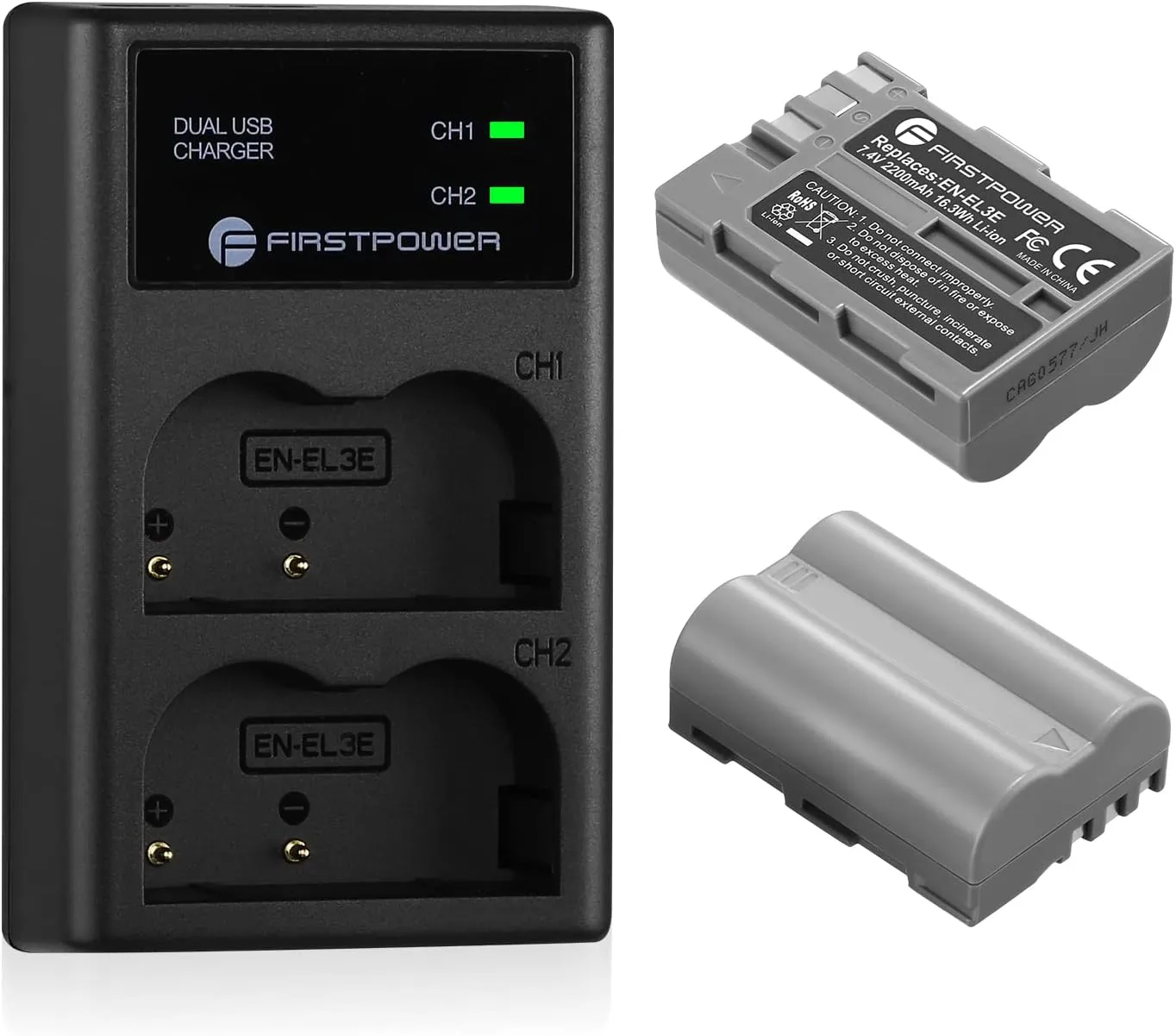 FirstPower EN-EL3e 2 Battery's & Charger