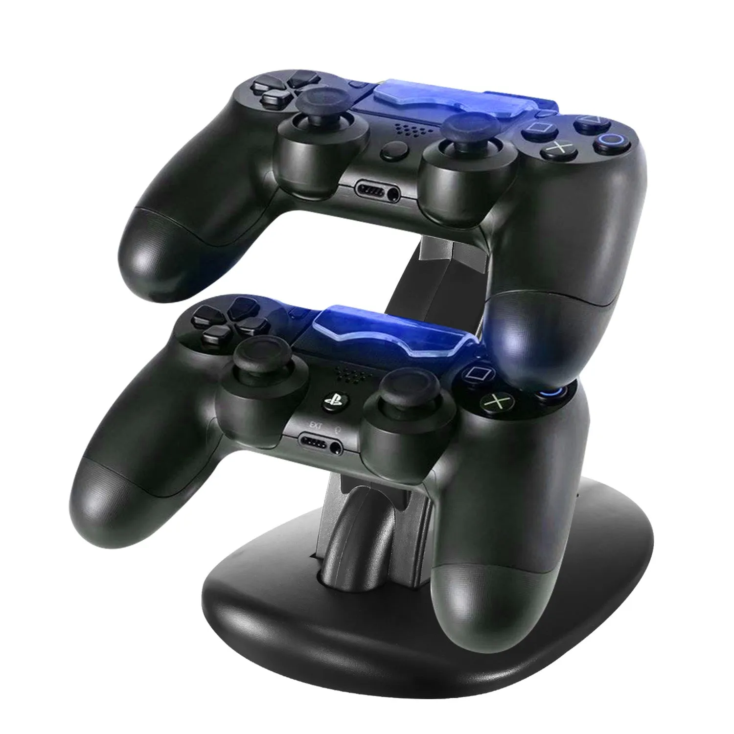 Fresh Fab Finds Charging Dock Station Dual Micro USB Charger Stand For PS4 Pro/PS4 Slim Gamepad Controller Handle Charging Station w/ Blue Indicator Game Lovers