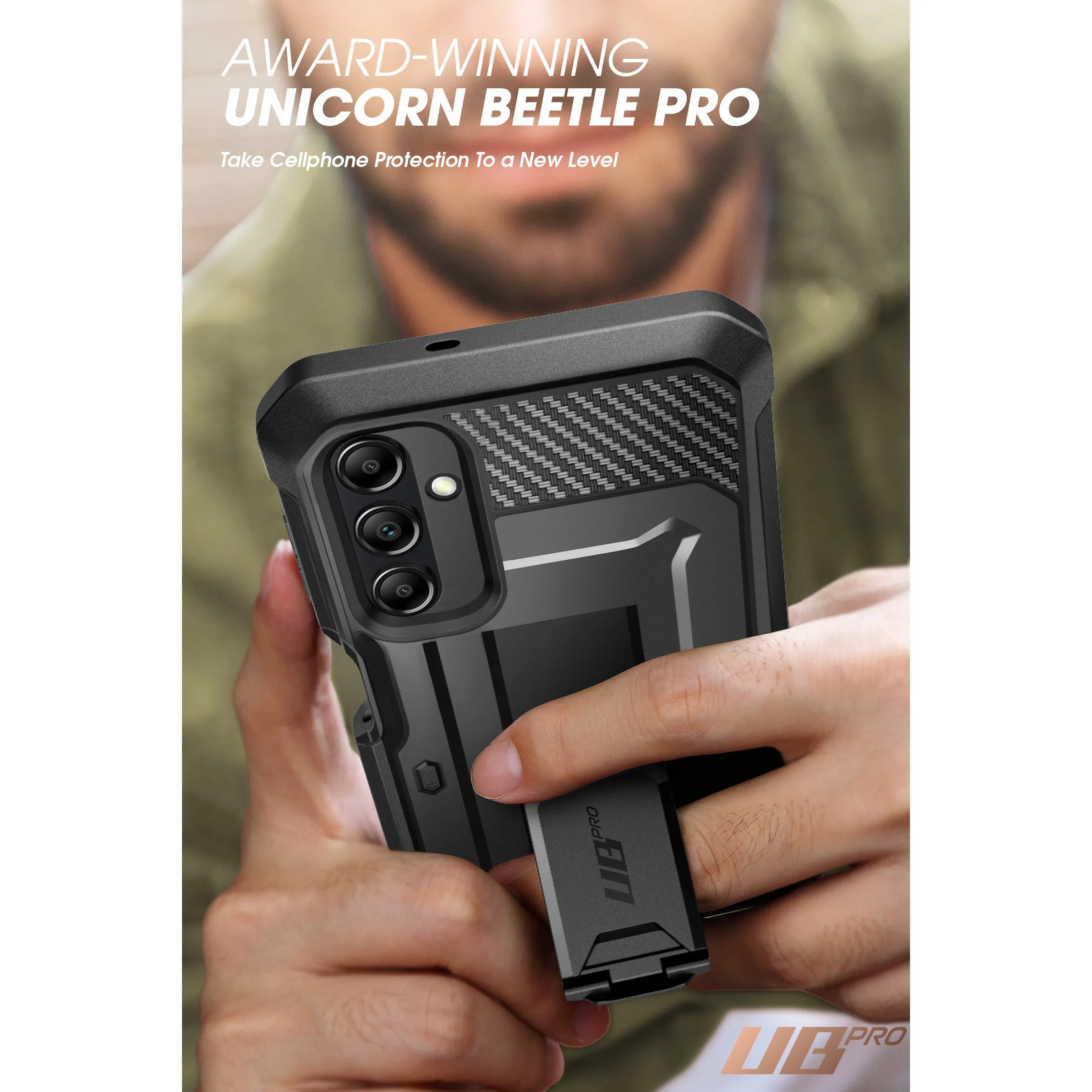 Galaxy A14 Unicorn Beetle Pro Rugged Holster Case-Black