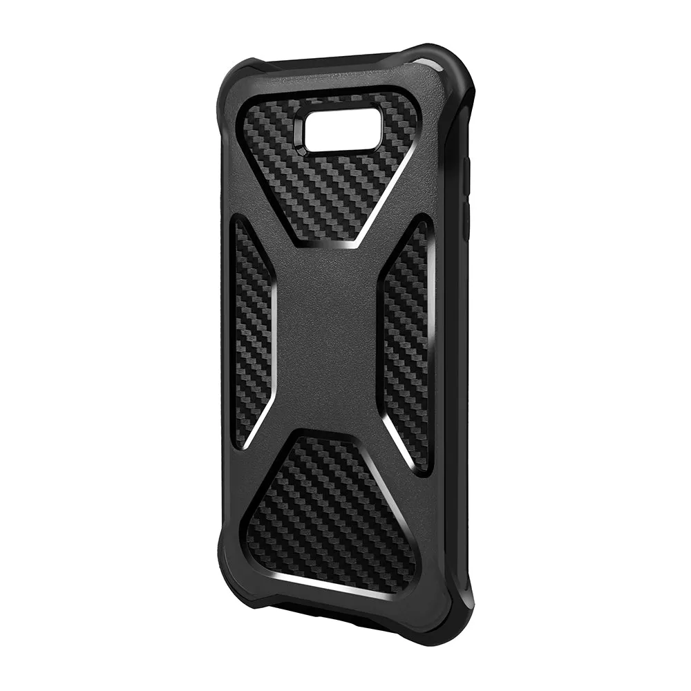 Galaxy J3 Emerge Case, Rugged Slim Rotating Swivel Lock Carbon Fiber Combo Case for Galaxy J3 Emerge - Black