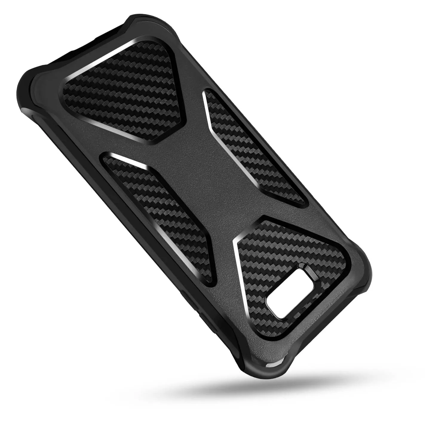 Galaxy J3 Emerge Case, Rugged Slim Rotating Swivel Lock Carbon Fiber Combo Case for Galaxy J3 Emerge - Black