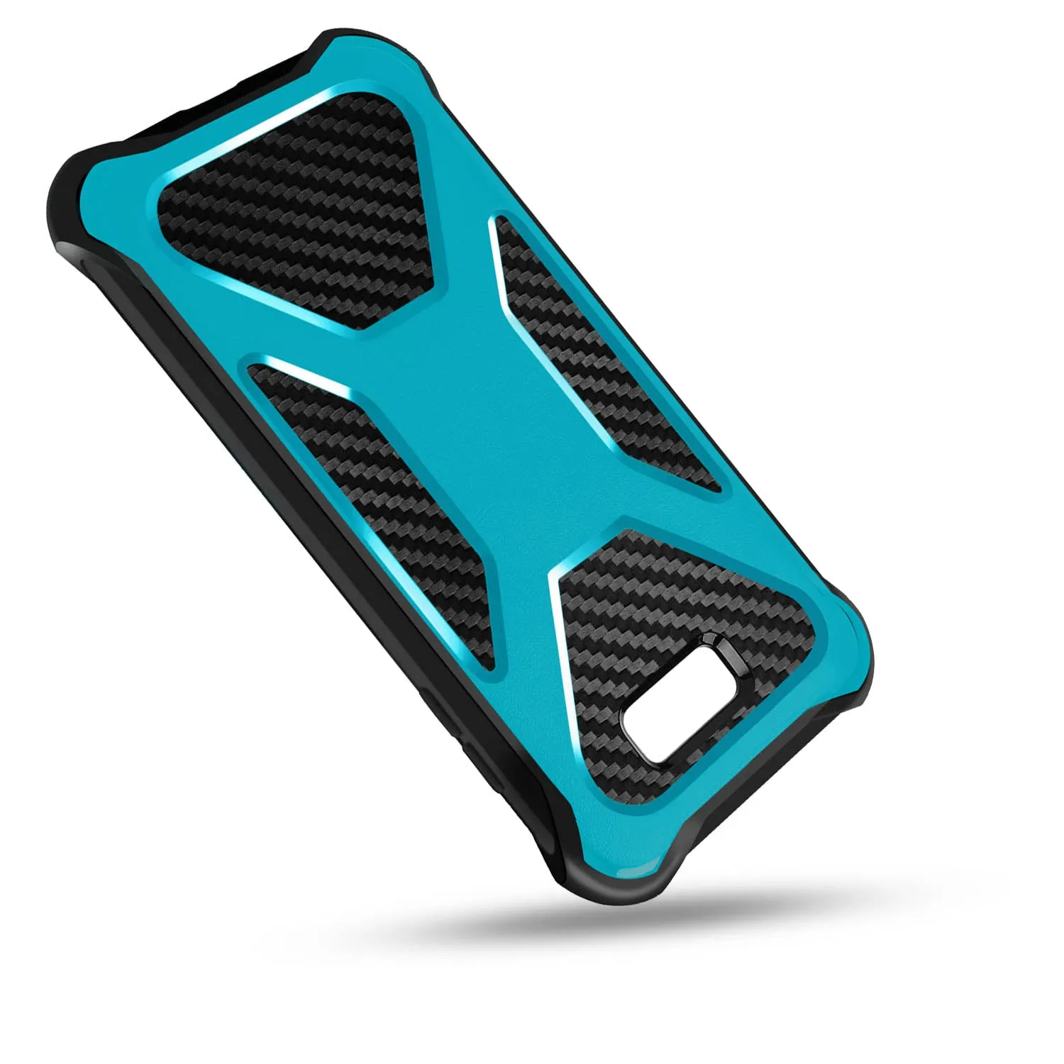 Galaxy J3 Emerge Case, Rugged Slim Rotating Swivel Lock Carbon Fiber Combo Case for Galaxy J3 Emerge - Teal