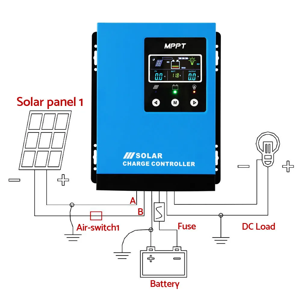 Giantz 40A MPPT Solar Charge Controller Auto 12V/24V/36V/48V Battery Regulator