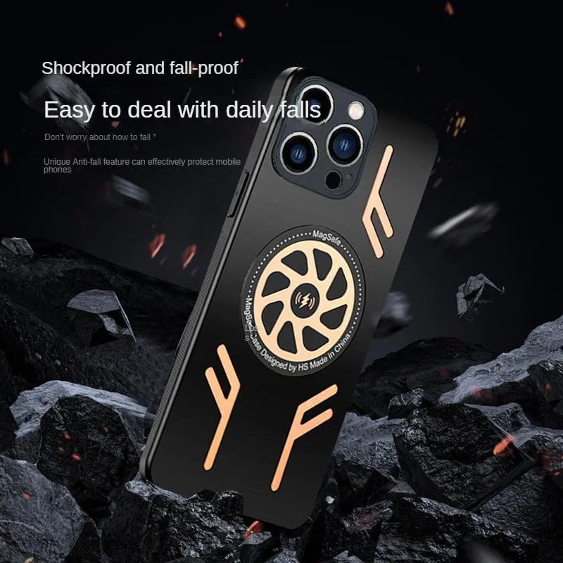 Graphene Cooling Aluminum Alloy Heat Dissipation Phone Cases with Magnetic Fan For iPhone