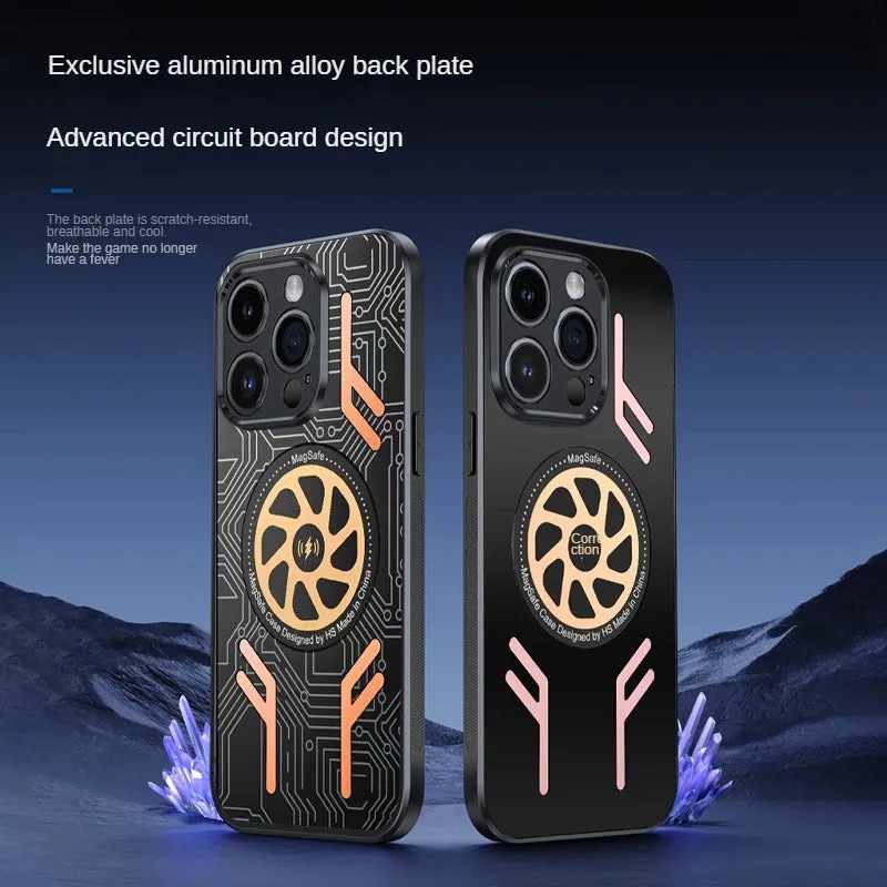 Graphene Cooling Aluminum Alloy Heat Dissipation Phone Cases with Magnetic Fan For iPhone