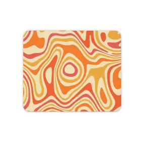 Groovy Mouse Pad, 70s Waves Retro Vintage Orange Computer Games Console Unique Desk Cool Decorative Aesthetic Design Mouse Mat