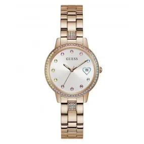 Guess Ladies Three Of Hearts Rose Gold Tone Watch GW0657L3